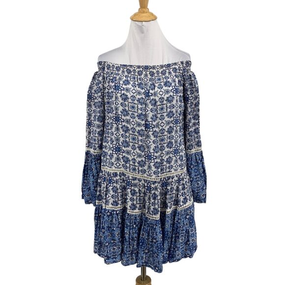 Miss June Paris Dress Women S/M Multi Off The Shoulder Sequined Lined Boho Smock - Picture 1 of 16